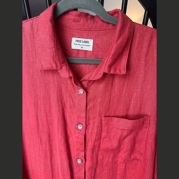 Free Label Raspberry Cora Shacket Button Down Linen Shirt Women's Size 2X - Picture 4 of 8